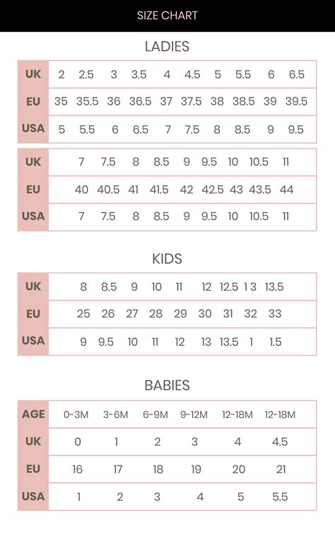 international designer size conversion chart